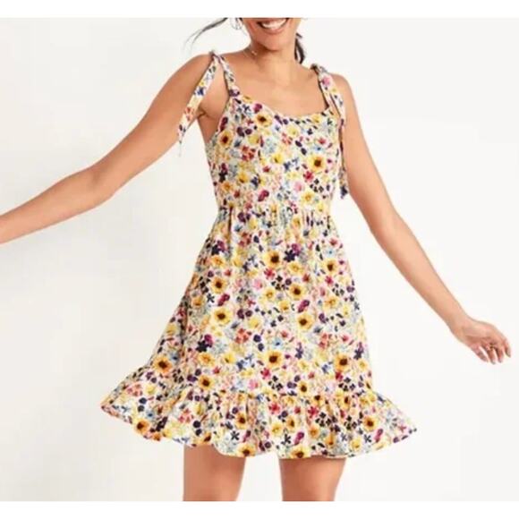 Old Navy Colorful Sunflower Ruffled Tiered Cami Sundress with Pockets  Sz L - Picture 1 of 15